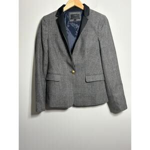 Women's J.Crew Houndstooth Regent Blazer Tweed Plaid Wool Size 8
